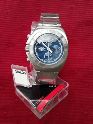 Timex Men's T94111 30 Chronograph WR 100m Blue/Silver-Tone Stainless Steel Watch