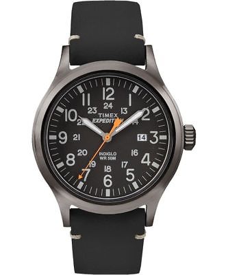 Timex TW4B01900 Men's Expedition Scout Military Indiglo Black Leather Band Watch