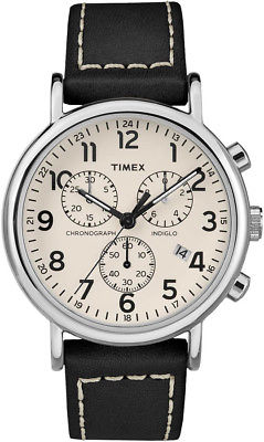 Timex TW2R42800 Weekender Chronograph 40mm Indiglo Leather Band Analog Watch