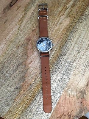 Timex TW2P62300 Weekender Chronograph Blue Dial Brown Leather Strap Men's Watch