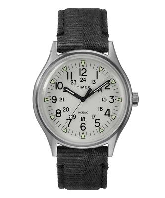 TIMEX   TODD SNYDER MK1 STEEL WATCH WITH WHITE DIAL 40MM INDIGLO