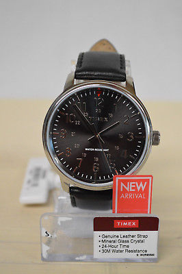 NEW Timex Mens Analog Watch w/ black leather strap TW2R85500