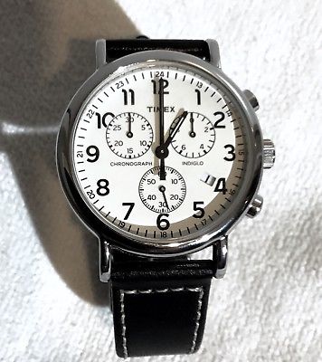 Timex Weekender Chronograph TW2R42800JT White Face, Black Strap New Without Tags