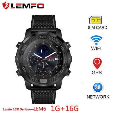 LEMFO LEM6 Smart Watch Phone Waterproof 3G SIM GPS WiFi Compass For Android iOS