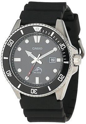 Casio MDV106-1A, Men's Analog Watch, Black Resin Band, Date, 200 Meter WR