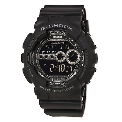 Casio GD100-1B Men's G-Shock World Timer Black Resin Digital Dial Dive Watch