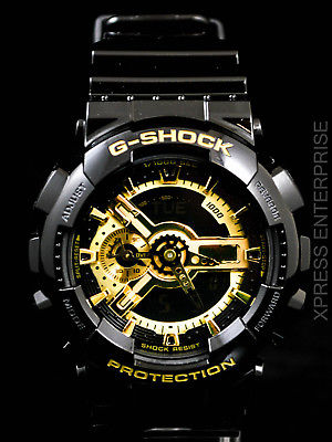 NEW WITH TAGS Casio Gshock X-Large Ana-Digi GA110GB-1A BLACK GOLD Watch