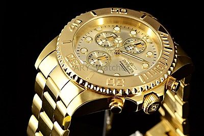 Men's Invicta Pro Diver 18k GOLD Plated SS Chronograph Champagne Dial $695 Watch