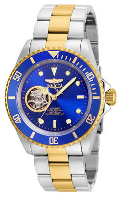 Invicta 21719 Men's Round Blue Gold Tone Automatic Analog Stainless Steel Watch