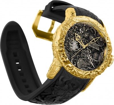 New Invicta Men's 50mm Empire Dragon Automatic Open Heart Dial Gold Tone 25082