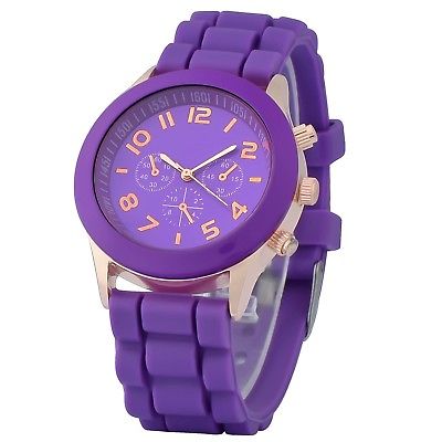 Zodaca Purple Analog Quartz Silicone Jelly Sports Watch