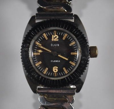 Vintage 1960s Elgin Ladies Diver Wristwatch 17j - Good Working