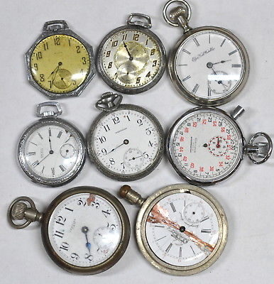 A Lot of Waltham Elgin Century Pocket Watches Stop Watch Junk Parts Repairs #J8