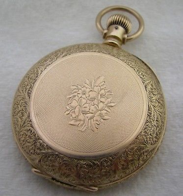 ANTIQUE HIGHLY ENGRAVED 16S GOLD FILLED ELGIN HUNTER POCKET WATCH