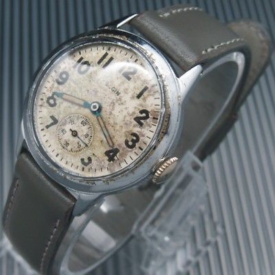 Elgin American Military Base Metal/Steel Back Man Wrist Watch. Good Running