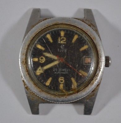 Vintage Mens Elgin Diver Wristwatch - 25j Automatic - To Fix