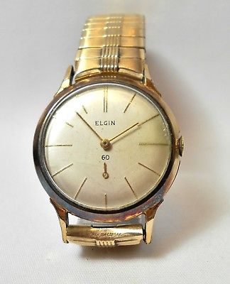 VINTAGE ELGIN MENS WRIST WATCH 732 19 JEWELS WORKING SPEIDEL 10 GF BAND