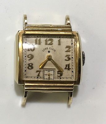 LORD ELGIN 21J 14K GOLD FILLED MID CENTURY MENS WATCH