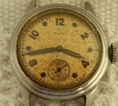VINTAGE ELGIN 554 WRISTWATCH E618396 NEEDS SERVICE 29.9MM STAINLESS STEEL CASE