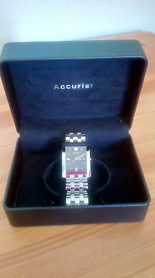 Model MB549 Accurist Men's Rectangular Black Dial Bracelet Calendar Watch