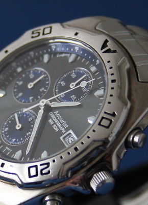 accurist mens triple chronograph vintage quartz watch dress diver type bezel