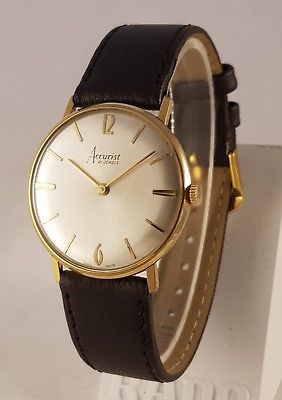 GENT'S VINTAGE SWISS ACCURIST 21 JEWEL GOLD PLATED WRISTWATCH NICE!