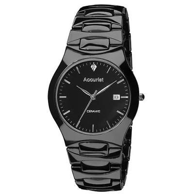 Accurist MB992S Men's Black Ceramic Bracelet Diamond Set Dial Watch RRP �139.00