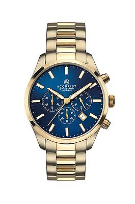 Accurist Gents Blue Dial Gold Bracelet Chronograph Watch 7164 RRP �139