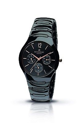 Accurist Gents Multi Dial Black Ceramic Bracelet Watch MB990B RRP �179