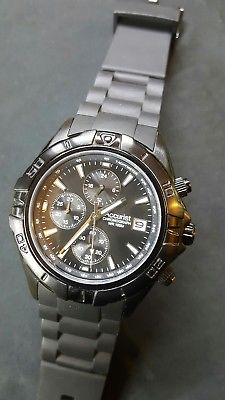 Accurist Chronograph Men's watch. Black pvd ,rubber band , with new battery.