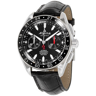 Alpina Alpiner Black Dial Leather Strap Men's Watch AL860B5AQ6