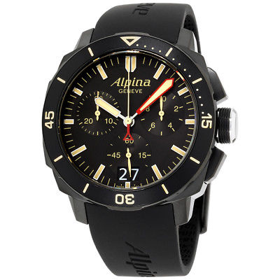 Alpina Seastrong Diver 300 Black Dial Silicone Strap Men's Watch AL-372LBBG4FBV6
