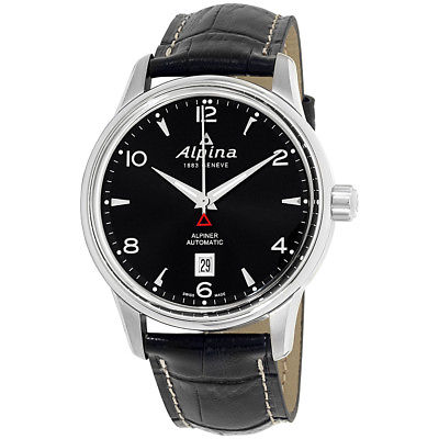 Alpina Alpiner Black Dial Leather Strap Men's Watch AL525B4E6