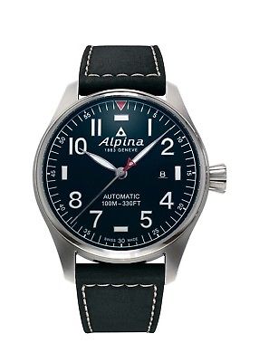 Alpina Men's AL-525NN4S6 Startimer Pilot Automatic Blue Dial Big Date 44mm Watch