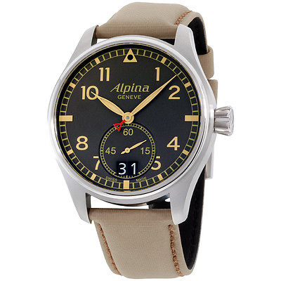 Alpina Startimer Pilot Big Date Grey Dial Leather Strap Men'S Watch Al280Bgr4S6