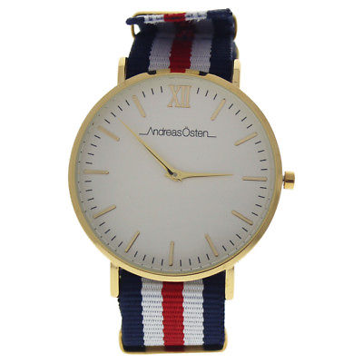 Andreas Osten AO-63 Somand - Gold/Navy Blue-White-Red Nylon Strap Watch 1 Pc