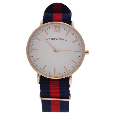 Andreas Osten AO-59 Somand - Rose Gold/Navy Blue-Red Nylon Strap Watch 1 Pc