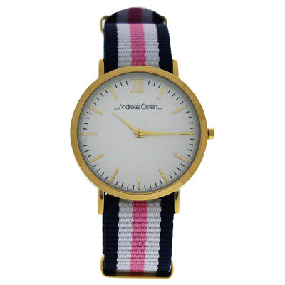 Andreas Osten AO-08 Somand - Gold/Blue-White-Pink Nylon Strap Watch 1 Pc Watches