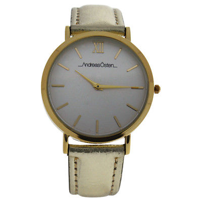 Andreas Osten AO-199 Hygge - Gold/Champagne Gold Leather Strap Watch 1 Pc