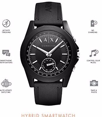 ARMANI EXCHANGE MEN'S HYBRID CONNECT SMART WATCH, BLACK  AXT1001 NEW IN BOX/TAGS