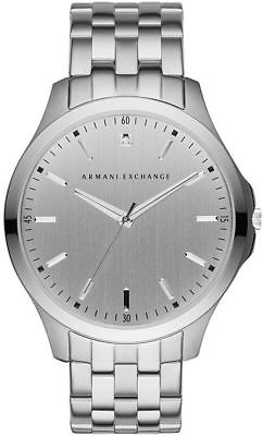 A|X Armani Exchange Men's Hampton Silver Tone Diamond Accent Watch 46mm AX2170