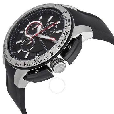 ARMANI EXCHANGE AX1400 BLACK RUBBER STRAP SILVER STEEL CASE MEN'S WATCH