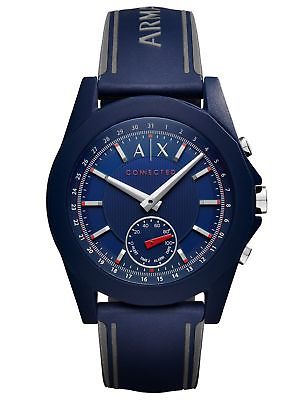 A|X Armani Exchange Connected Men�s Blue Silicone Hybrid Smartwatch 44mm AXT1002