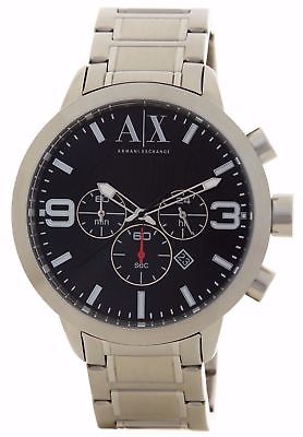 NWT ARMANI EXCHANGE MEN'S AX1272 BLACK DIAL SILVER TONE CHRONOGRAPH WATCH