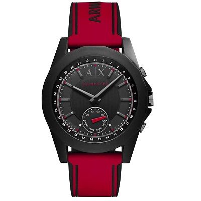 Armani Exchange AXT1005 Hybrid Connected Black Red Silicone Band Smart 44MM NEW