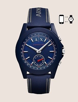 NWT A|X Armani Exchange Connected Hybrid Smartwatch Silicone Navy Blue AXT1002