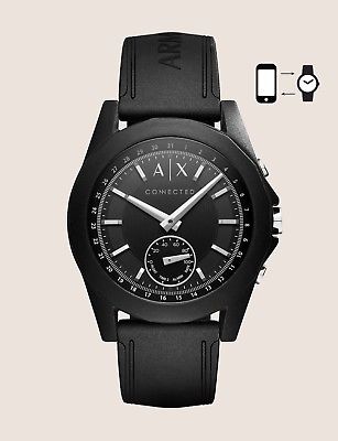 NWT A|X Armani Exchange Connected Hybrid Smartwatch 44mm Silicone Black AXT1001