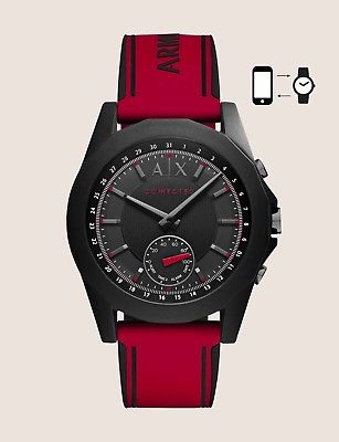 NWT A|X Armani Exchange Connected Hybrid Smartwatch 44mm Silicone Red AXT1005