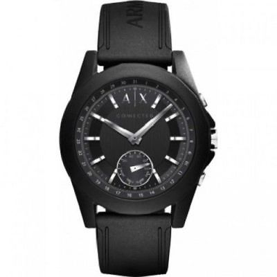 A|X Armani Exchange Connected Men�s Black Silicone Hybrid Smart Watch AXT1001