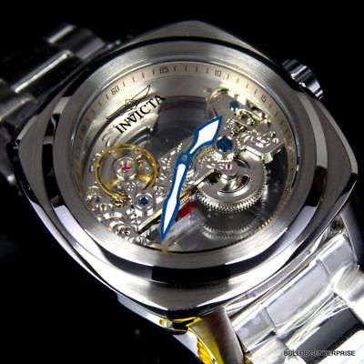 Invicta Aviator Ghost Bridge Automatic Skeleton Silver Steel 48mm Watch New
